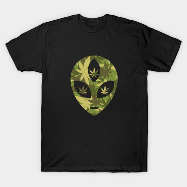 Third Eyed Alien Head: Weed Camo Edition T-Shirt by jonah block